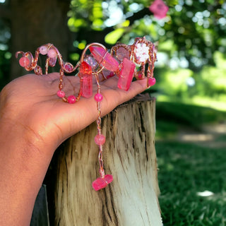 Strawberry Quartz, Pink & Copper Rose Quartz Choker Necklace