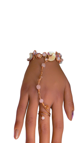 Rose Quartz, Sunstone & Tahitian Oyster Hand-Chain